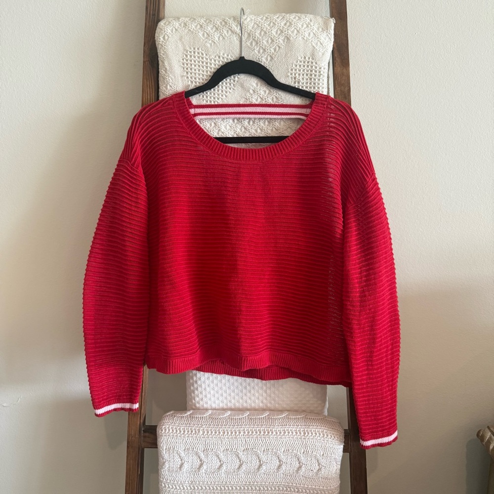 Daily Practice from Anthropologie Red Racing Strips Long Sleeve Knit Sweater - Picture 3 of 6